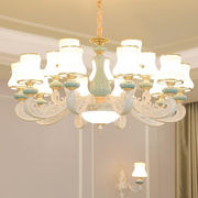 欧式吊灯锌合金客厅吊灯陶瓷，大气水晶灯简欧餐厅，灯卧室灯灯饰灯具