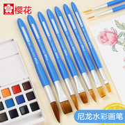 日本Sakura樱花水彩画笔学生美术毛笔绘画圆头尖头勾线油画软毛笔