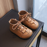 男女童宝宝皮鞋秋冬防滑短靴小童马丁靴2一3-4岁单靴低帮鞋子