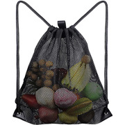 便携超市果蔬抽绳束口袋沙滩衣物网布收纳包运动健身脏衣拉绳背袋