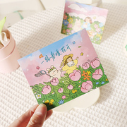 春日可爱卡通卡片烘焙蛋糕提拉米苏下午茶甜品礼盒子包装饰小贺卡