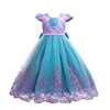 ebay童装连衣裙儿童人鱼公主蝴蝶结蕾丝拼接设计女童演出服