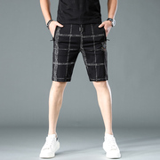 欧洲站格子短裤男士，潮牌夏季薄款外穿弹力，运动休闲五分裤条纹中裤
