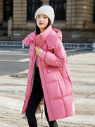 冬天超好看粉色羽绒服，女中长款2023加厚玫，红色冬季外套
