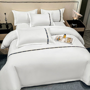 酒店宾馆床上用品四件套民宿，纯白色被套床单布草非全棉纯棉三件套