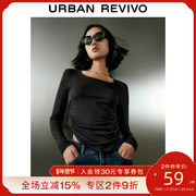 UR2023秋季女装时尚纯欲设计感不规则正肩长袖T恤UWJ430012