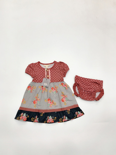 美单纯棉纯元M 小童婴童针织梭织拼接连衣裙