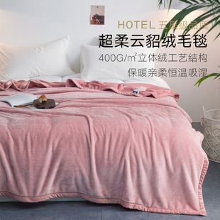 出口日本素色云貂绒毛毯，加厚保暖双面绒毯床单，加大2米3沙发盖毯子