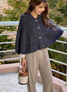 日本dholic2月时尚，波纹翻领斗篷针织衫，毛衣1736712