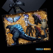 三头恐龙怪兽之王哥斯拉大战，金刚盲盒手办模型摆件男孩玩具盒