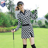 zg-6高尔夫衣服女球服装女长袖，黑白上衣格子短裙时尚球服套装潮