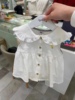 韩国童装 夏女童宝宝白色大翻领娃娃背心裙 儿童洋气衬衣裙