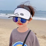 儿童空顶帽帅气男童熊猫眼镜，遮阳帽夏季女童太阳帽户外出游防晒潮