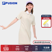 filafusion斐乐潮牌polo连衣裙，女2024夏季长裙，收腰连身裙子