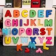 木制0-1-2-3-4岁宝宝早教英文字母积木玩具认学数字儿童益智教具6