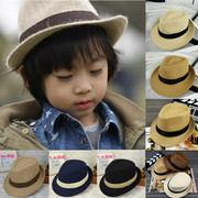 韩版英伦礼帽春夏贴标儿童，遮阳男童宝宝，爵士帽女小孩礼帽潮酷