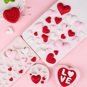 520情人节DIY爱心硅胶模具巧克力翻糖心形蛋糕装饰摆件烘焙工具