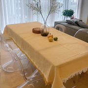三人复古棉线长桌穗子法式桌布茶几布纯色(布纯色)野餐布，沙发布万能盖布艺