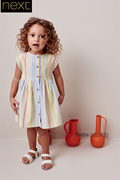 英国next女童彩虹条纹，连衣裙夏季洋装，全棉裙子n02-829