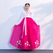 春夏刺绣韩服纱裙，女成人传统宫廷礼服，朝鲜族民族舞蹈演出服装