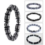 跨境黑胆石磁性磁石手链简约串珠弹力手链黑珠子磁疗手饰品