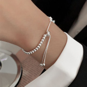 S925纯银圆珠手链女可调节小众设计豆豆光珠手串高级感手饰品