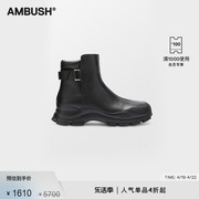 AMBUSH男士黑色橡胶底方头短靴