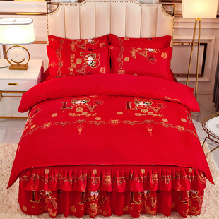 网红四件套全棉纯棉韩版公主，风双人被套，被罩床裙床罩床上用品冬季
