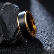 欧美手饰品电镀黑间金色，男士钨钢大号，小号戒指ring钨金手饰扳指