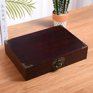实木带锁木箱复古长方形整理储物箱收纳盒大号密码，木箱子木质盒子