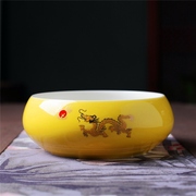 陶瓷烟灰缸时尚创意个性，家用客厅办公室收纳缸白黑红黄颜色(黄颜色)定制