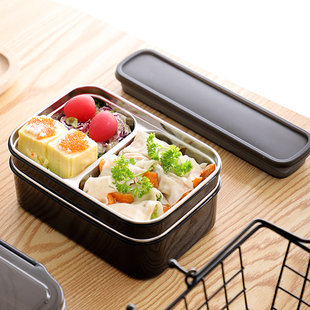 304不锈钢饭盒双层保温便当盒学生午餐便携餐具，上班族工作快餐盒