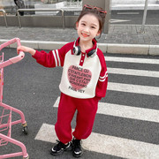 女童春装洋气套装2024小女孩韩版运动卫衣两件套宝宝春秋衣服