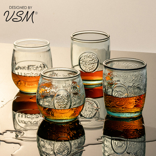 威士忌酒杯西班牙进口洋酒杯，家用复古雕花，玻璃杯啤酒白酒烈酒杯子