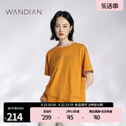 婉甸蜜饯橙短袖，t恤夏季胶印字母，下摆不对称小衫1232t10sx2