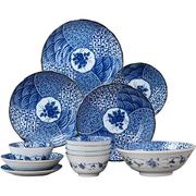 复古青花瓷器餐具创意家用进口日式和风米饭碗陶瓷菜盘子