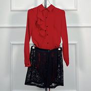 本系列春秋2022套裙红色设计感小众时尚气质两件套裙女