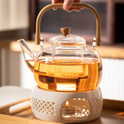 耐热玻璃茶壶套装家用日式茶具蜡烛台，加热保温花茶壶煮茶炉暖茶器