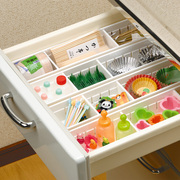 日本进口inomata塑料抽屉餐具收纳盒杂物分类整理盒可调节收纳筐