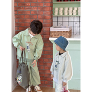 虾酱麻麻男童运动套装，春季2024中大童洋气，半拉链卫衣儿童裤子