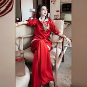 龙年新年红色炸街刺绣国风绣花卫衣运动裤高级感宽松女装两件套装