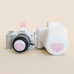 适用佳能r50索尼zv1富士xt30微单反数码相机保护包白色(包白色)皮套斜跨包