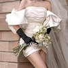 新娘白色手袖抹胸婚纱，礼服拍照造型长款手套遮手臂，袖子缎布臂袖