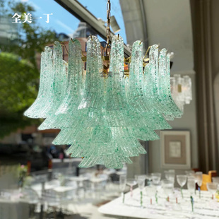 全美一丁 别墅复式轻奢法式水晶玻璃吊灯复古绿色客厅餐厅卧室灯
