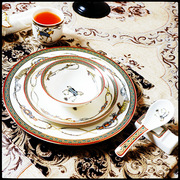 酒店摆台餐具厨房餐饮盘子陶瓷碟，碗中式会所，饭店包厢定制骨瓷套装