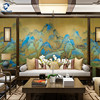 新中式复古卧室墙布千里江山图，壁纸客厅电视背景，墙纸餐厅典雅壁画