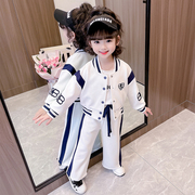 女童棒球服套装春装2024洋气时髦儿童装女宝宝春秋运动两件套