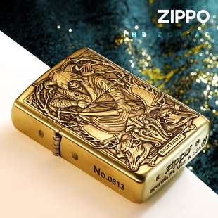 zippo打火机正版 黄铜盔甲浮雕十二星座 套装礼盒 送男友礼物