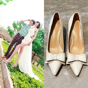 婚鞋新娘鞋孕妇可穿平时白色主，婚纱照大码加肥脚宽41一43高跟鞋女