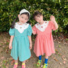 韩国女童长裙夏装蕾丝花边刺绣连衣裙韩版儿童洋气泡泡袖公主裙
